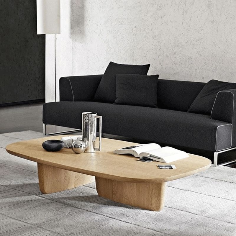 Solid Wood Coffee Table with 2 Legs and Rectangle Top Scandinavian