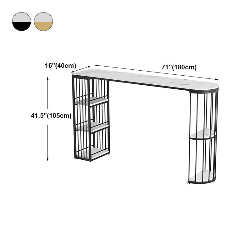 Industrial Style Iron Bar Table Faux Marble White Top 41.3"H Bistro Table with Storage Clearhalo 'Bar Furniture' 'Bar Tables' 'bar_tables' 'furn' 'furn_bar_tables' 'Furniture' 'furniture_bar_tables' 'Kitchen & Dining Furniture' 1200x1200_bf7f6149-fc0a-4740-96ff-2d63bd3acd86