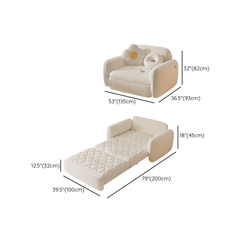 Sleepinavian Sleeper divano tessuto bianco con cuscino di stoccaggio posteriore braccia quadrata