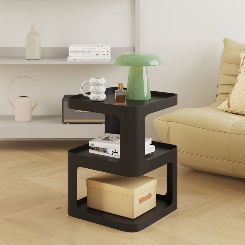 Tabella della tavola di fine astratto Sqaure Top Accent Table con scaffali