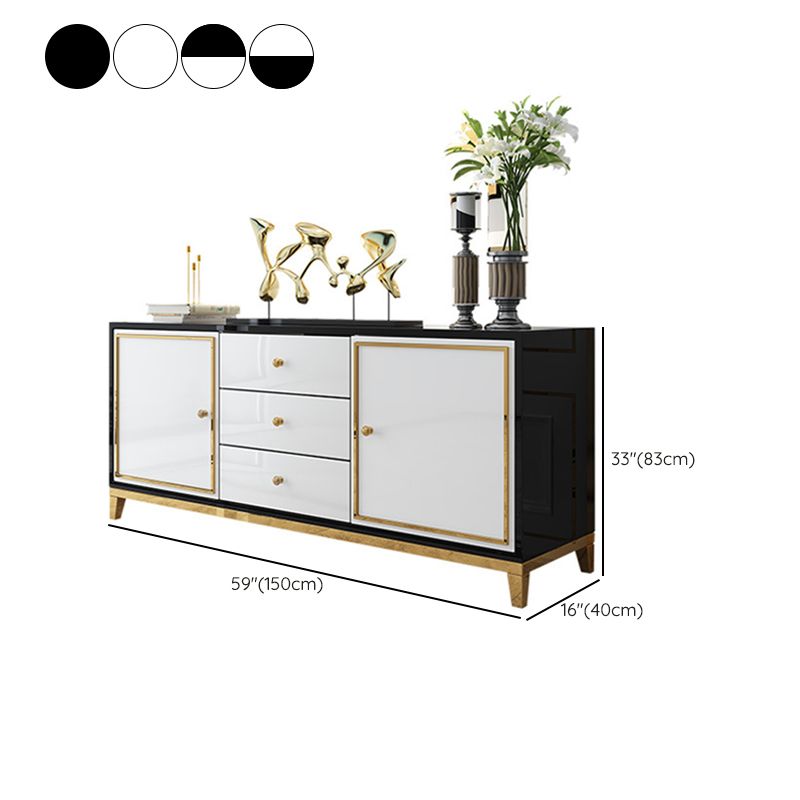Glam Sideboard Buffet 3 cassetti e 2 mobili porte Sideboard specchio