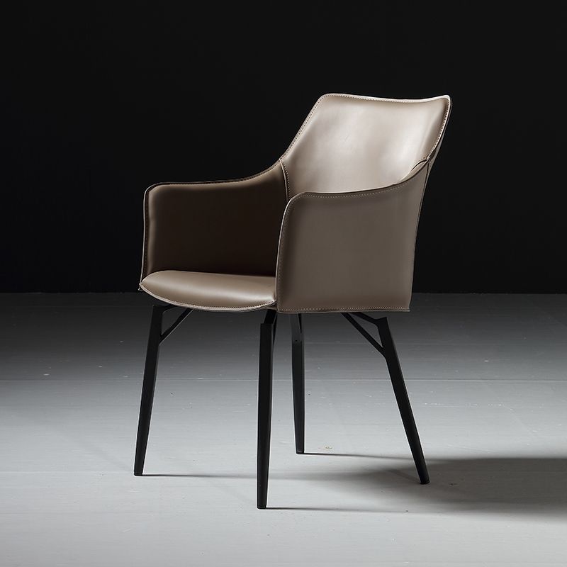 Binnen faux lederen eetkamerstoel metalen frame armstoel in grijs