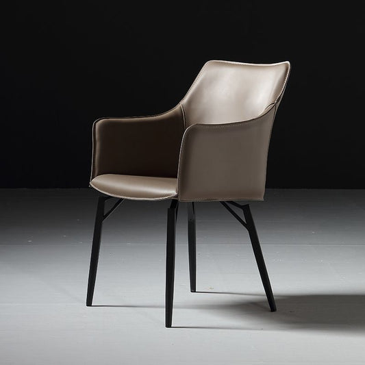 Binnen faux lederen eetkamerstoel metalen frame armstoel in grijs