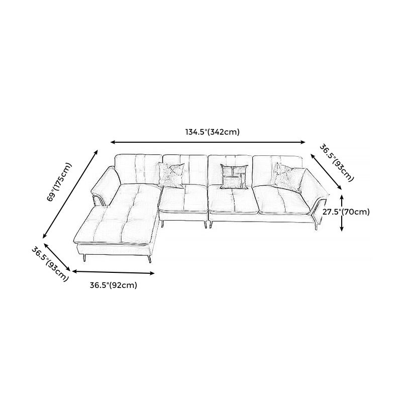 Contemporary Genuine Leather Cushions Sofa 36.61"High Pillow Top Arm Sofa,White Clearhalo 'furn' 'furn_sectionals' 'Furniture' 'furniture_sectionals' 'kitchen' 'kitchen_sectionals' 'Living Room Furniture' 'Sectionals' 1200x1200_bf884bbe-1549-4c30-8230-c5bbbfbc7805