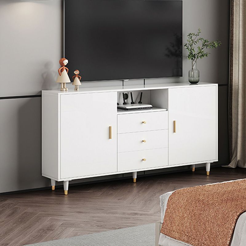 Wooden TV Cabinet Modern Style Home Open TV Cabinet Console with Drawers
