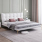 Grey Upholstered Tufted Bed Frame Glam Faux Leather Standard Bed Clearhalo 'Bedroom Furniture' 'Beds' 'furn' 'furn_beds' 'Furniture' 1200x1200_bf89fc08-5952-462c-ad3f-bebacbbf1ead