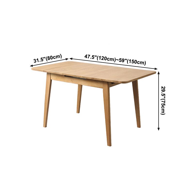 Rectangle 4 Legs Dining Table Wood Color Extendable Table with Oakwood Solid Wood Clearhalo ' dining_table' 'Dining Tables & Seating' 'Dining Tables' 'furn' 'furn_dining_table' 'Furniture' 'furniture_dining_table' 'Kitchen & Dining Furniture' 'kitchen&dining_furn' 'kitchen' 'kitchen_dining_table' 1200x1200_bf8ba37f-01fe-4b13-863d-1c823db900c5