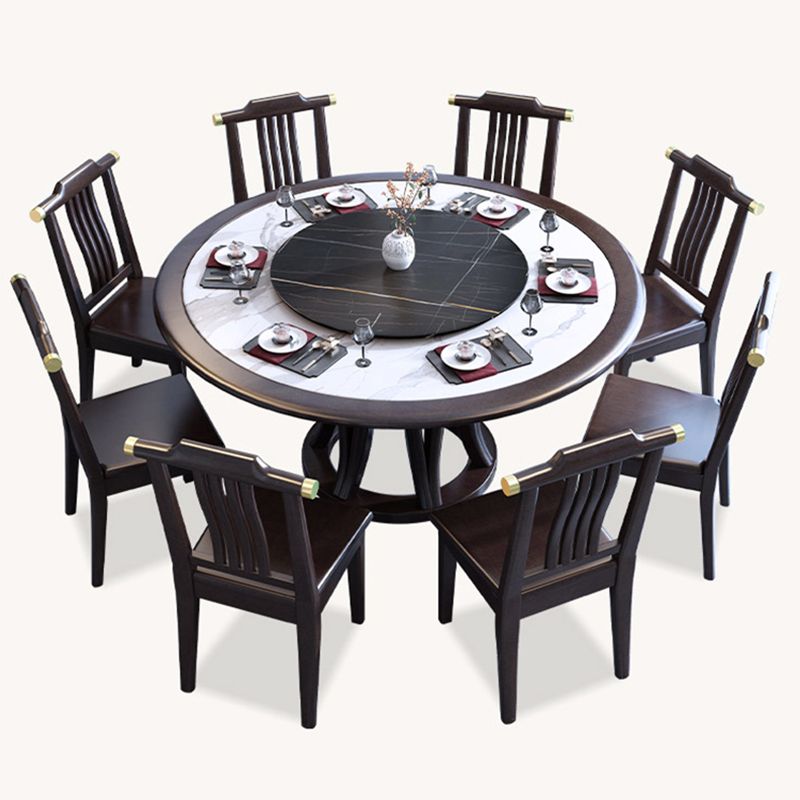 Round Dining Table with Wooden Pedestal Tradition Dinette Table for Home Clearhalo 'Dining Tables & Seating' 'Dining Tables' 'dining_table' 'furn' 'furn_dining_table' 'Furniture' 'Kitchen & Dining Furniture' 1200x1200_bf8d9f77-3abf-4758-925c-09426d73fc72
