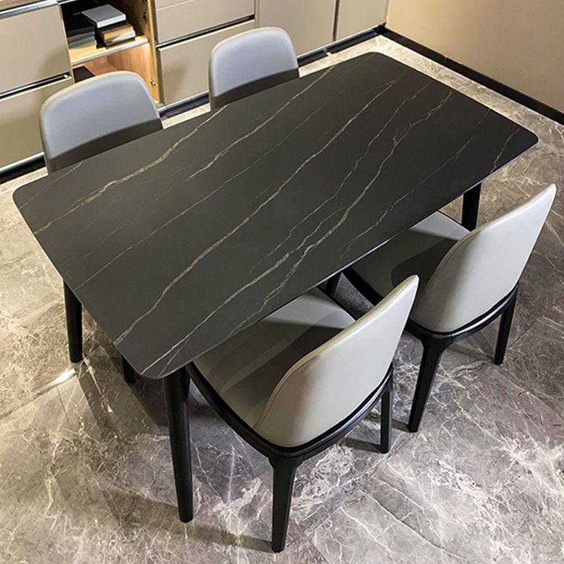 Industrial Sintered Stone Dining Table Rectangle Table with Wooden 4 Legs Clearhalo 'Dining Tables & Seating' 'Dining Tables' 'dining_table' 'furn' 'furn_dining_table' 'Furniture' 'Kitchen & Dining Furniture' 1200x1200_bf8e0176-adf7-4fad-b4ad-f04b03e97e4a