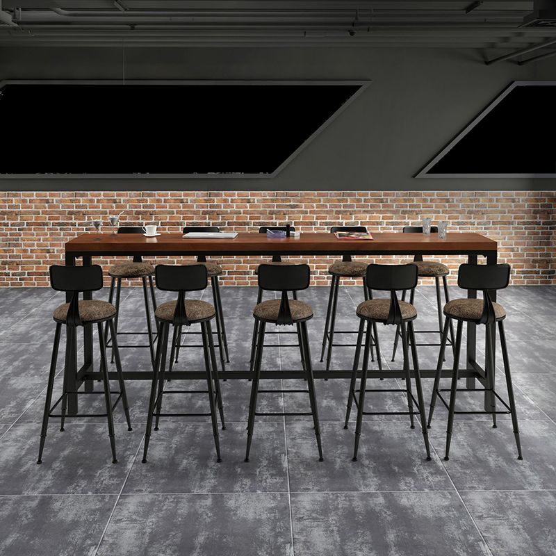 Industrial Rectangle Bar Table Solid Wood Bar Dining Table with Trestle Base Clearhalo 'Bar Furniture' 'Bar Tables' 'bar_tables' 'furn' 'furn_bar_tables' 'Furniture' 'Kitchen & Dining Furniture' 1200x1200_bf8e3b9c-8da0-41db-b4fe-e6c7d9915cf7