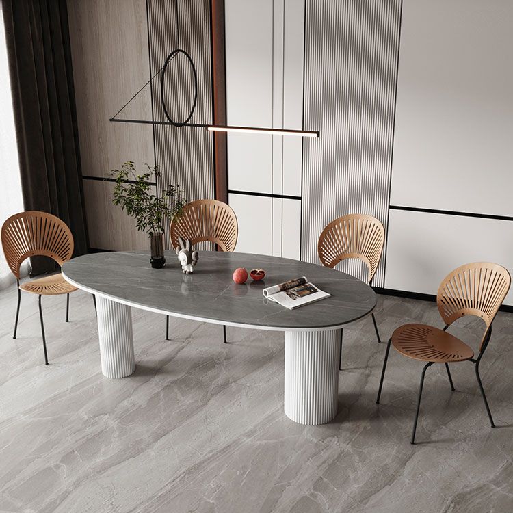 Sintered Stone Top Dining Table Oval Table with Metal Base and 3 Legs Clearhalo ' dining_table' 'Dining Tables & Seating' 'Dining Tables' 'furn' 'furn_dining_table' 'Furniture' 'furniture_dining_table' 'Kitchen & Dining Furniture' 'kitchen&dining_furn' 'kitchen' 'kitchen_dining_table' 1200x1200_bf8e77d0-9f94-425a-857e-7e6f2a0e2fc3