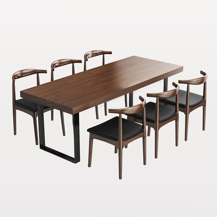 Industrial Solid Wood Rectangle Shape Dining Furniture 2 Wood Legs Table Formal for Home Clearhalo 'Dining Room Sets' 'Dining Tables & Seating' 'dining_room_set' 'furn' 'furn_dining_room_set' 'Furniture' 'furniture_dining_room_set' 'Kitchen & Dining Furniture' 'kitchen&dining_furn' 'kitchen' 1200x1200_bf926ecd-bfab-44a6-9cfd-675b350be58c