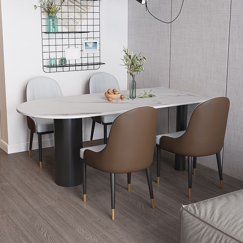 Stone Top Dining Table Modern Dining Table with 3 Legs in Black Clearhalo 'Dining Tables & Seating' 'Dining Tables' 'dining_table' 'furn' 'furn_dining_table' 'Furniture' 'Kitchen & Dining Furniture' 1200x1200_bf9310b3-afbf-4a82-8522-685916c9fd13