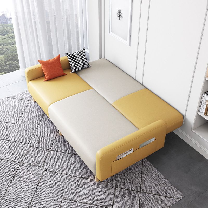 Contemporary Square Arm Sofa Couch Faux Leather/Linen Settee Couch Clearhalo 'furn' 'furn_sofas' 'Furniture' 'Living Room Furniture' 'Sofa' 'sofas' 1200x1200_bf93cad2-b598-4b44-8187-42a771f60b7d