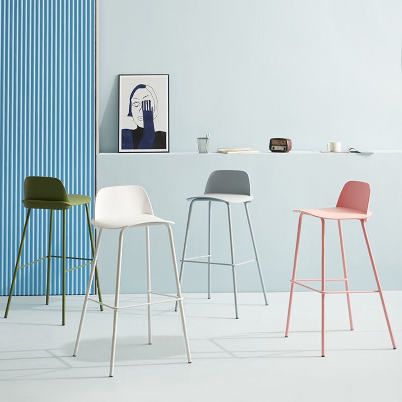 Nordic Style Plastic Barstool Colorful Iron Legs Bar Stool for Living Room Clearhalo 'Bar Furniture' 'Bar Stools' 'bar_stools' 'furn' 'furn_bar_stools' 'Furniture' 'Kitchen & Dining Furniture' 1200x1200_bf93e30c-235d-4223-b68e-69cbd1d24382