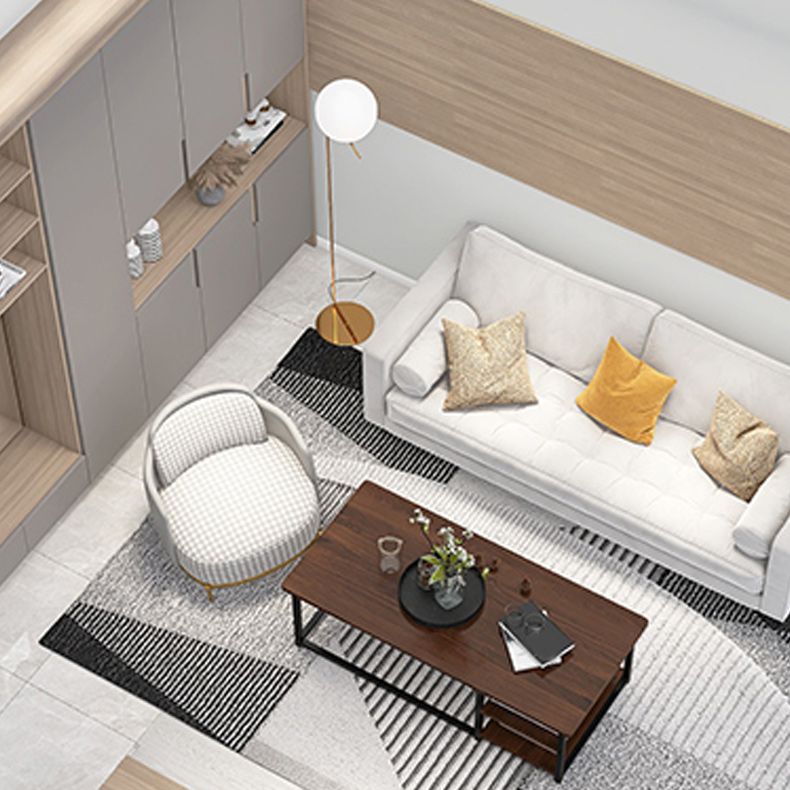 16.5" H Modern Rectangle Wooden Coffee Table Metal Frame Cocktail Table