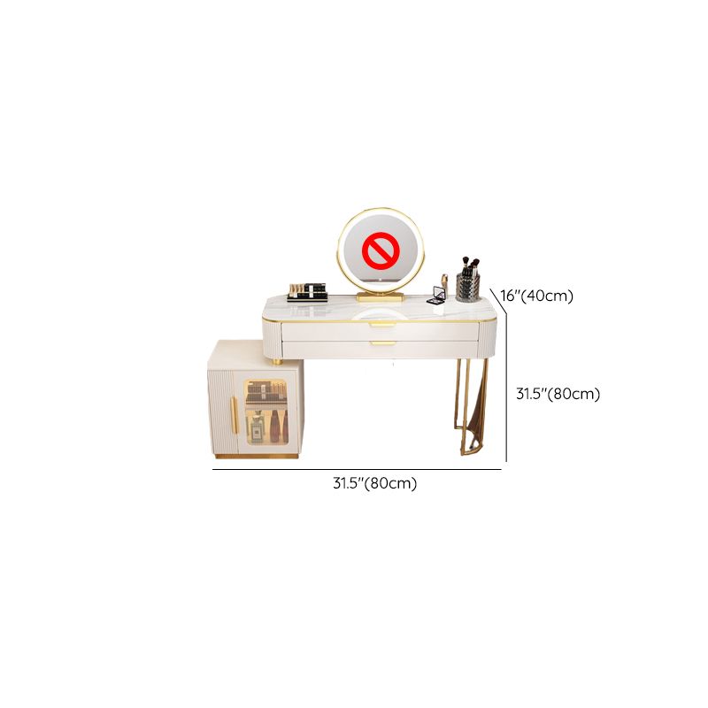 Eitelkeitsverkleidetisch im Glamstil mit 2 Schubladen und Steinoberteil