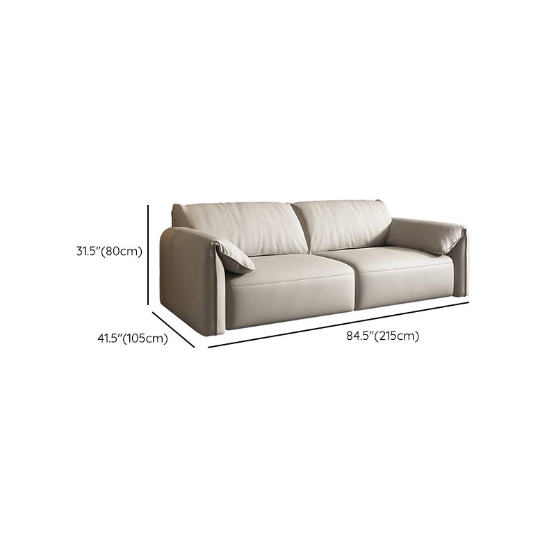 Contemporary Leather Wood Frame Pillow Top Arm Sofa For Living Room