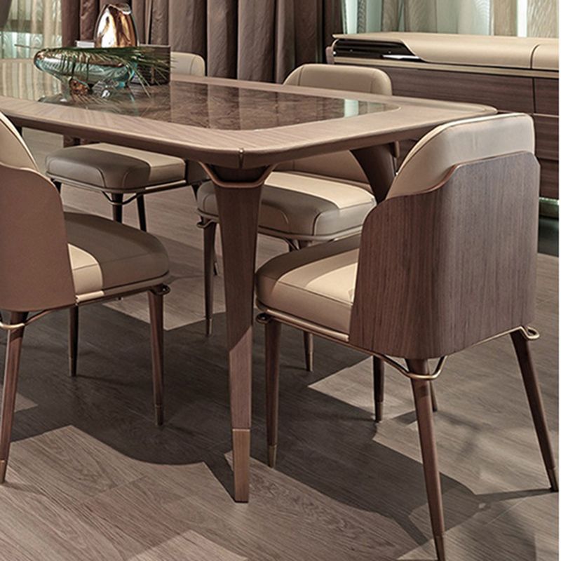 Contemporary Style Leather Chair Armless Parsons Chair with Wooden Legs for Home Use Clearhalo ' kitchen&dining_furn' 'Dining Chairs' 'Dining Tables & Seating' 'dining_chair' 'furn' 'furn_dining_chair' 'Furniture' 'furniture_dining_chair' 'Kitchen & Dining Furniture' 'kitchen' 1200x1200_bf9ac392-a1a0-4a9a-b8ea-a93309da89ee