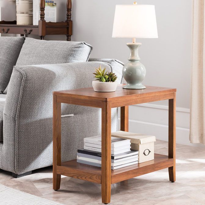 Ashwood Double Tier End Table Contemporary Rectangular Side Table for Living Room Clearhalo 'Coffee & Accent Tables' 'End & Side Tables' 'end_side_table' 'end_side_tables' 'furn' 'furn_end_side_tables' 'Furniture' 'furniture_end_side_table' 'Living Room Furniture' 1200x1200_bf9b19d9-3a9f-4dd7-b059-13538514aed9