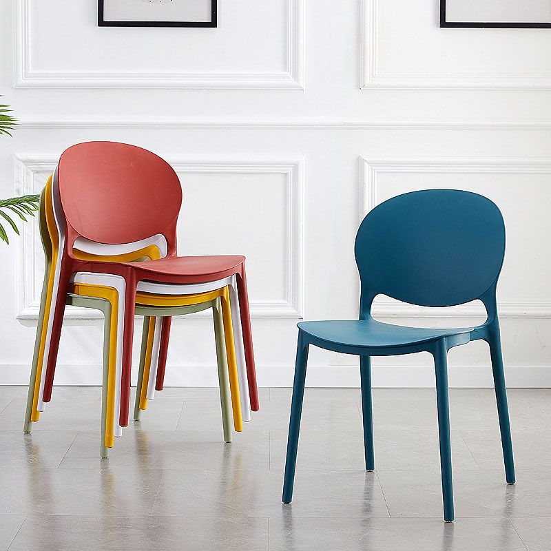 Contemporary Style Stackable Chairs Dining Open Back Armless Chair with Plastic Legs Clearhalo 'Dining Chairs' 'Dining Tables & Seating' 'dining_chair' 'Furniture' 'furniture_dining_chair' 'Kitchen & Dining Furniture' 1200x1200_bf9badea-fab2-43d7-856d-c294d6fa7c79