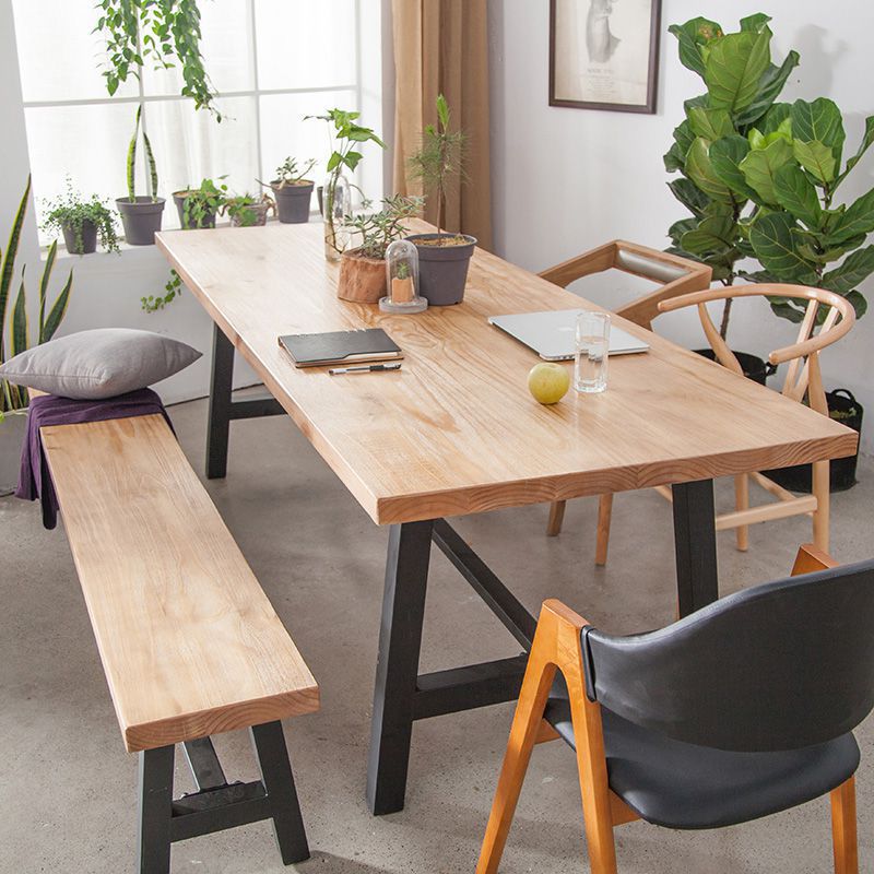 Rectangle Trestle Dining Table Modern Wood Table for Milk Tea Shop Clearhalo 'Dining Tables & Seating' 'Dining Tables' 'dining_table' 'furn' 'furn_dining_table' 'Furniture' 'Kitchen & Dining Furniture' 1200x1200_bf9c4dc9-30e8-4e71-b24c-7eb8e750fc07