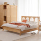 Queen Size Solid Wood Bed Frame Tropical Rattan Panel Bed in Ash