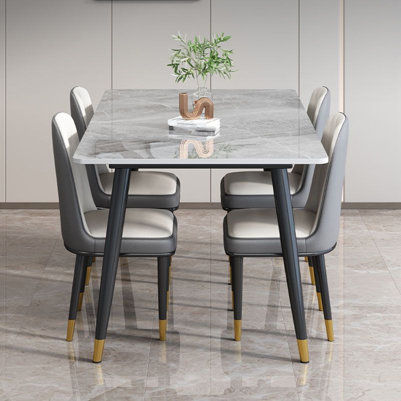 Modern Dining Table Rectangle Sintered Stone Dinner Table for Dining Room Clearhalo 'Dining Tables & Seating' 'Dining Tables' 'dining_table' 'furn' 'furn_dining_table' 'Furniture' 'Kitchen & Dining Furniture' 1200x1200_bf9ee9e0-1174-422b-b45f-ad6345e08cd7