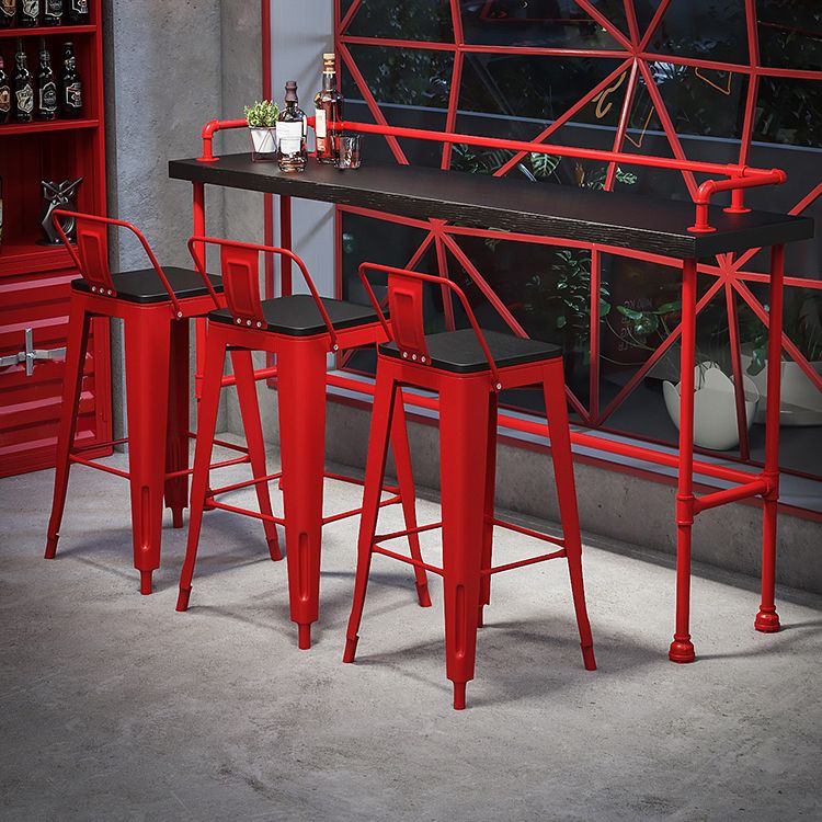 Black and Red Counter Set Industrial 1/4 Pieces Rectangle Wood Counter Set Clearhalo 'Bar Furniture' 'furn' 'furn_home_bar_bar_sets' 'Furniture' 'Home Bars & Bar Sets' 'home_bar_bar_sets' 'Kitchen & Dining Furniture' 1200x1200_bfa0aa34-5365-4944-8d35-42da5a396412