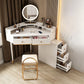 White Makeup Table Stool Set with Drawers for Bedroom 33.5" High