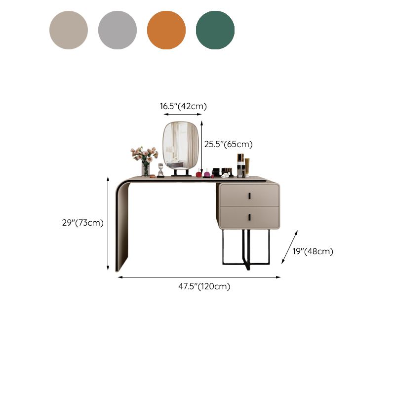 Tavolo da toep glam tavolo da trucco in pelle vanità con doppio cassetto