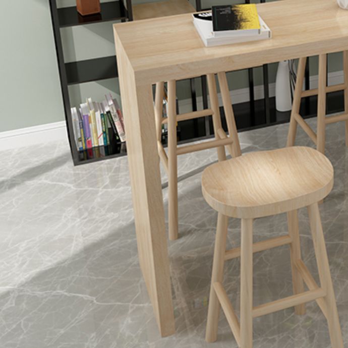 Juego de mesa de bar rectangular moderno, mesa de bar de madera maciza de 1/7 piezas y taburetes sin respaldo