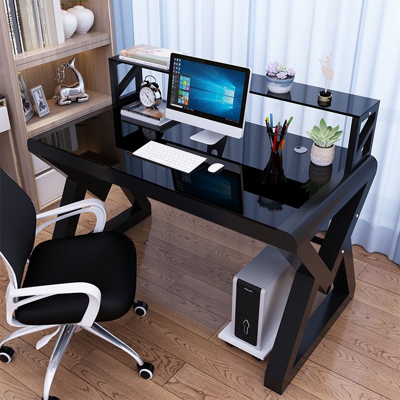 Glazen en metalen computerbureau Sled Moderne rechthoekige kantoorbureau, 23,6 "breed