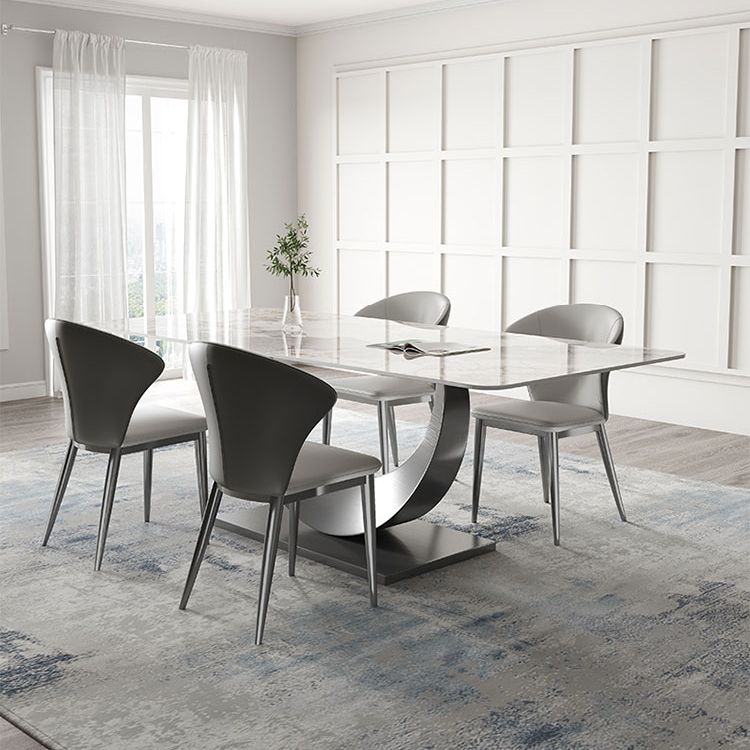 Modern Style Sintered Stone Rectangle Table Set 1/4/5/7 Pieces Dining Set Clearhalo 'Dining Room Sets' 'Dining Tables & Seating' 'dining_room_set' 'furn' 'furn_dining_room_set' 'Furniture' 'Kitchen & Dining Furniture' 1200x1200_bfa54ebe-209e-4842-8022-aca7ba9a64c3