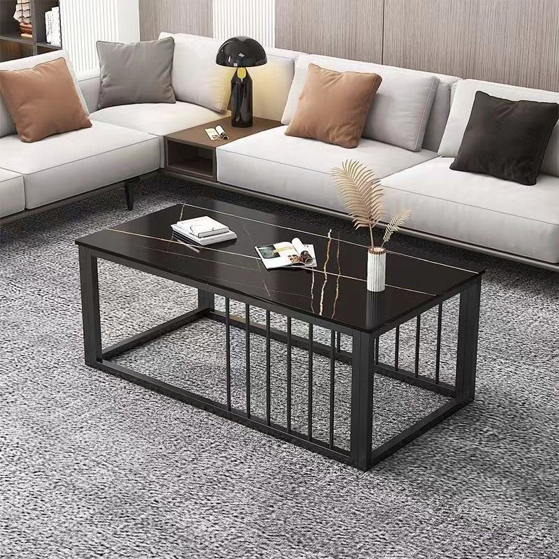Contemporary Stone Coffee Table Rectangle Frame Coffee Cocktail Table Clearhalo 'Coffee & Accent Tables' 'Coffee Tables' 'coffee_tables' 'furn' 'furn_coffee_tables' 'Furniture' 'Living Room Furniture' 1200x1200_bfa63d79-fb27-4608-ae7a-bc6b2044f086