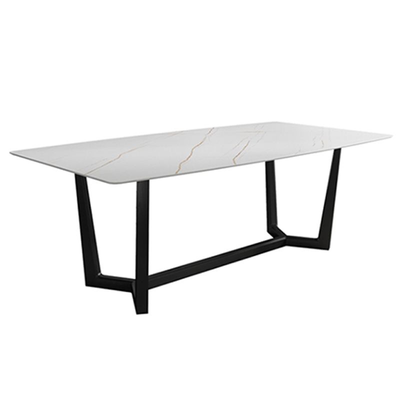 Industrial Sintered Stone Top Dining Table Rectangle Table with Trestle Base Clearhalo 'Dining Tables & Seating' 'Dining Tables' 'dining_table' 'furn' 'furn_dining_table' 'Furniture' 'Kitchen & Dining Furniture' 1200x1200_bfa7eccc-76c1-44f0-a1aa-4df477b5f43b