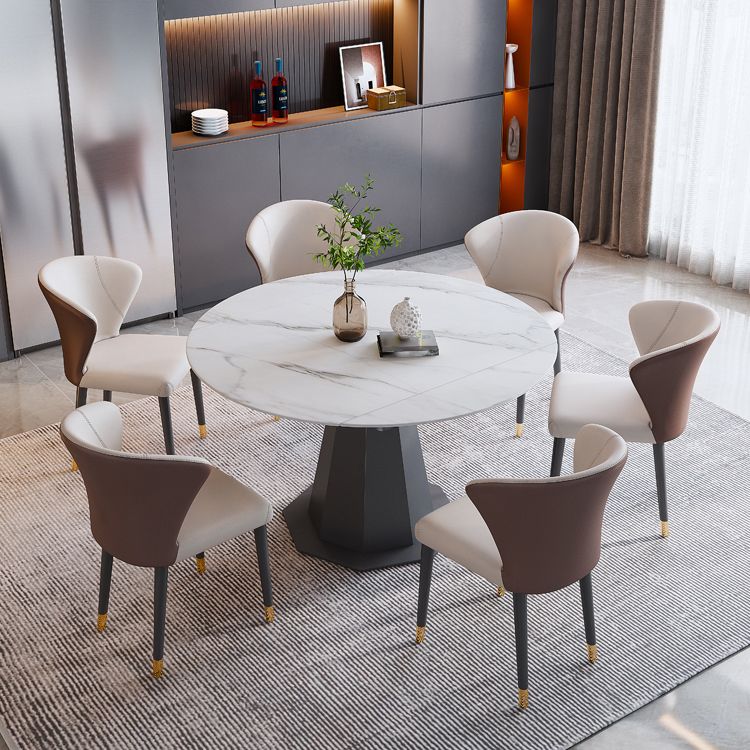 Modern Round Stone Dining Table Set 1/2/5/7 Pieces Dining Set for Home Use Clearhalo 'Dining Room Sets' 'Dining Tables & Seating' 'dining_room_set' 'furn' 'furn_dining_room_set' 'Furniture' 'furniture_dining_room_set' 'Kitchen & Dining Furniture' 1200x1200_bfa83031-4300-480f-8542-4414369ef17d