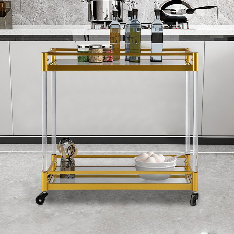 Modern Style Metal Prep Table 29.53"H Rolling Glass Prep Table for Home Use