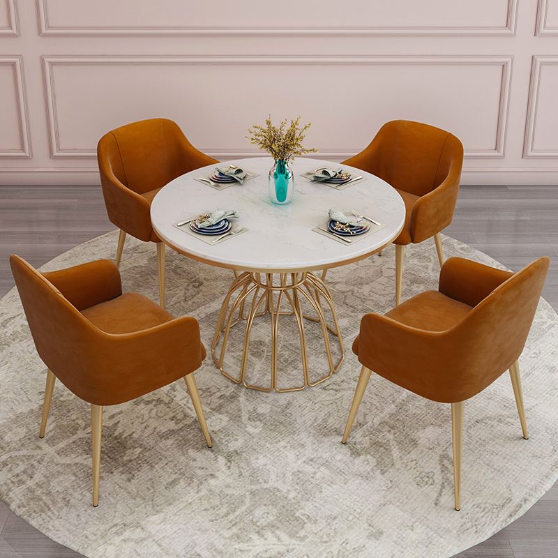 Contemporary Style Sintered Stone Dining Table Single Pedestal Base Round Table for Home Clearhalo ' dining_table' 'Dining Tables & Seating' 'Dining Tables' 'furn' 'furn_dining_table' 'Furniture' 'furniture_dining_table' 'Kitchen & Dining Furniture' 'kitchen&dining_furn' 'kitchen' 'kitchen_dining_table' 1200x1200_bfaa1c0c-00fa-4a68-8770-e39a9095cdb8