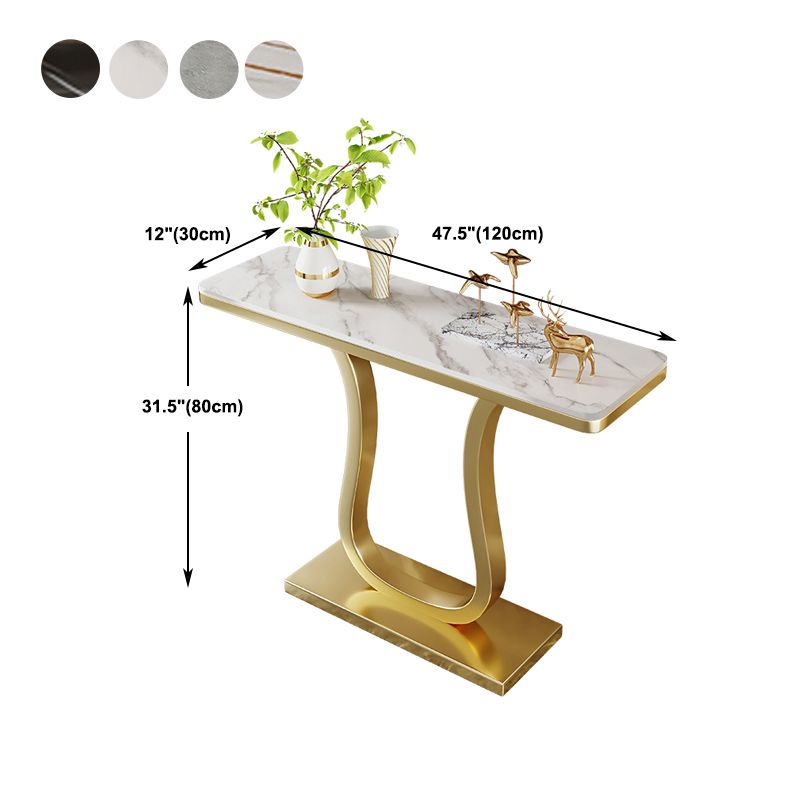 31.49" High Accent Console Table with Iron Frame Base Gold Accent Table