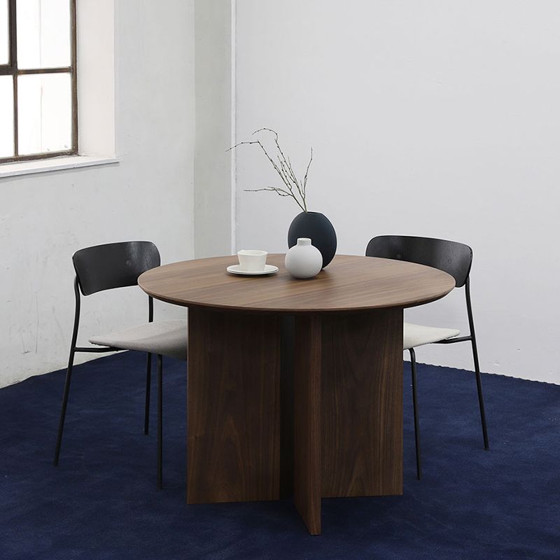 Ronde massief houten eettafel Modern bruin of natuurlijk meubilair met houten onderstel