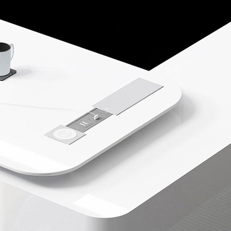 Cabinet de bureau exécutif blanc contemporain Piédestal de bureau en forme de forme en L