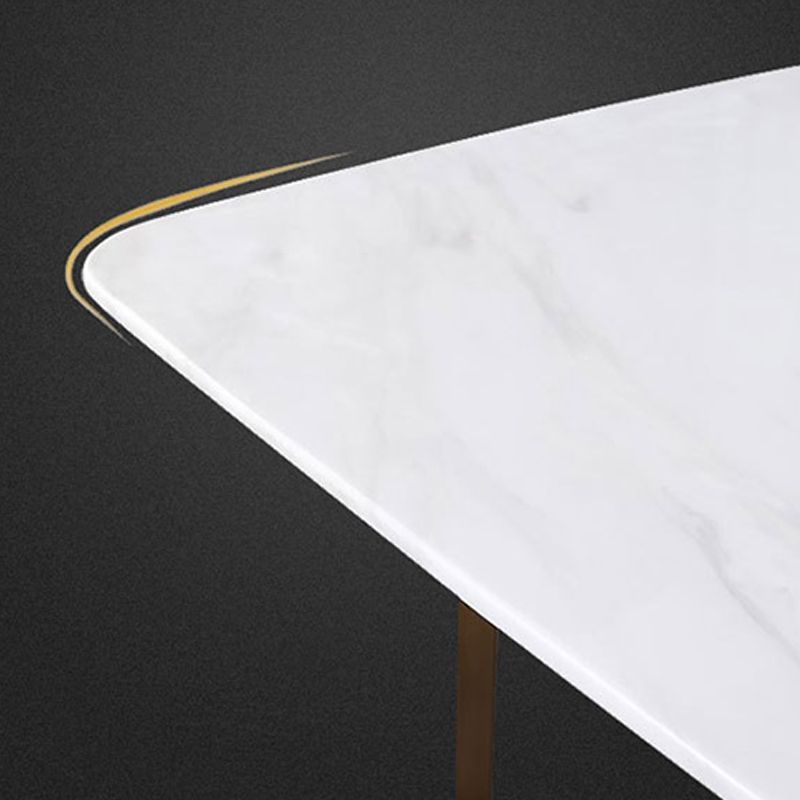 Glam Style Faux Marble Table Dining Rectangle Table with Metal Legs for Kitchen Clearhalo 'Dining Tables & Seating' 'Dining Tables' 'dining_table' 'furn' 'furn_dining_table' 'Furniture' 'Kitchen & Dining Furniture' 1200x1200_bfb1751a-4311-4bd5-b79e-b11fa3c4f794