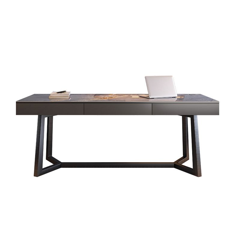 Bureau d'écriture en bois massif moderne 3 dessins de bureau rectangulaire de dessin