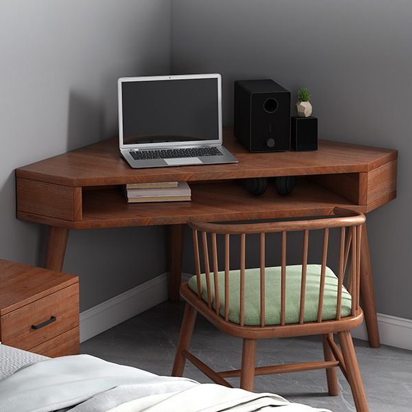 Contemporary Solid Wood Writing Desk Bedroom Office Desk in Brown with Legs Clearhalo 'furn' 'furn_office_desk' 'Furniture' 'Office Desks' 'Office Furniture' 'office_desk' 1200x1200_bfb546f0-4f18-4662-958e-c2ca7a012185
