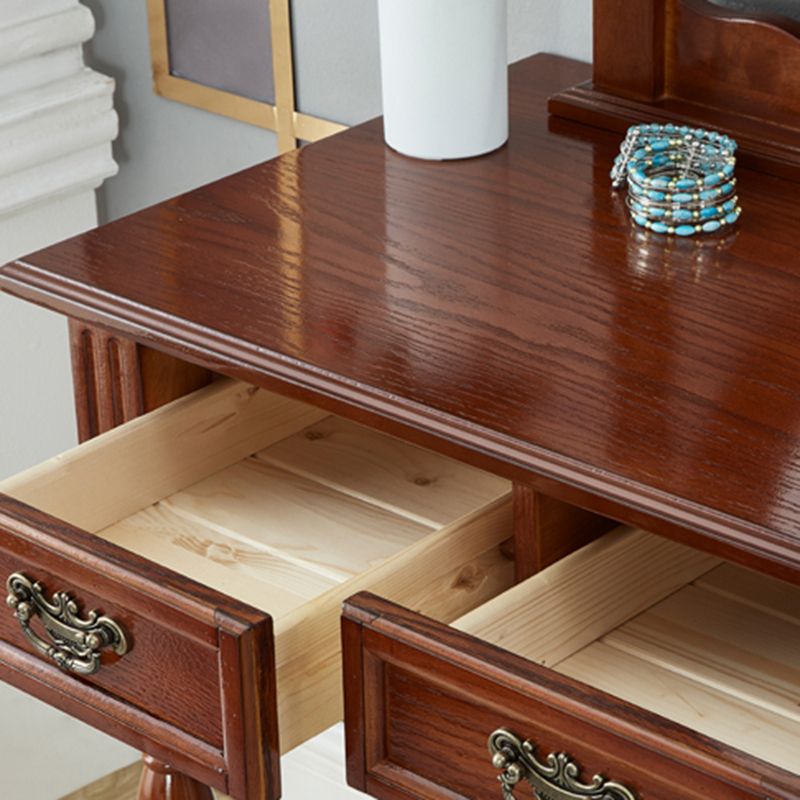 19.68" Wide Rubberwood Vanity Set Make-up Vanity with Drawer and Mirror