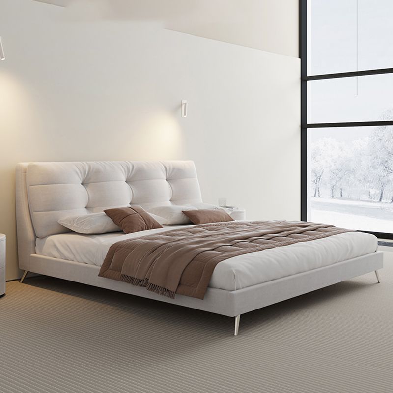 Glam Solid Color Rectangular Standard Bed Metal and Upholstered Bed Frame