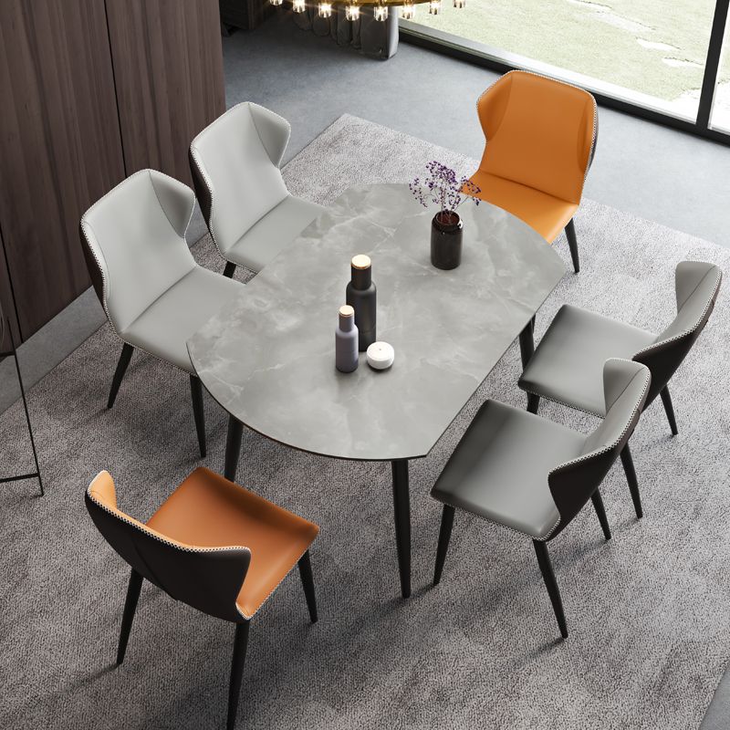 Modern 1/3/4/5/7 Pieces Dining Sintered Stone Dining Table Set with Metal Legs for Home Clearhalo 'Dining Room Sets' 'Dining Tables & Seating' 'dining_room_set' 'furn' 'furn_dining_room_set' 'Furniture' 'furniture_dining_room_set' 'Kitchen & Dining Furniture' 'kitchen&dining_furn' 'kitchen' 1200x1200_bfb6c228-4a95-4346-a852-a7d60b842858