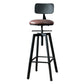 Industrial Metal Barstool Faux Leather Low Back Counter Stool with Iorn 4 Legs