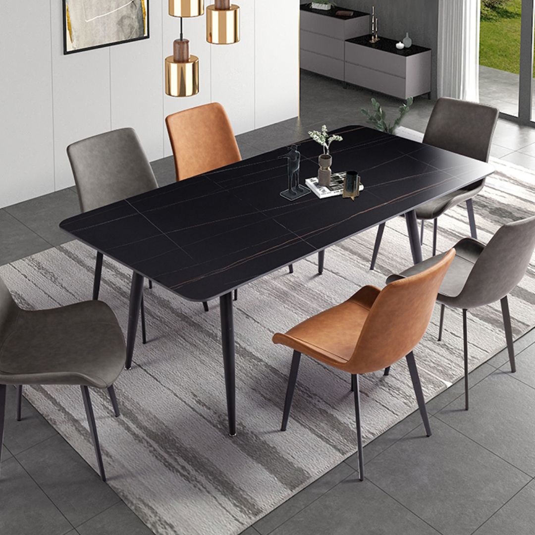 Metal Industrial Rectangle Dining Table Sintered Stone Top Table for Dining Room Clearhalo ' dining_table' 'Dining Tables & Seating' 'Dining Tables' 'furn' 'furn_dining_table' 'Furniture' 'furniture_dining_table' 'Kitchen & Dining Furniture' 'kitchen&dining_furn' 'kitchen' 'kitchen_dining_table' 1200x1200_bfb887ca-538e-41f6-9058-b76f481286e5